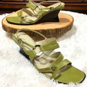 Anne Klein Sage Genuine Leather Curvy Wedge Ring Sandal